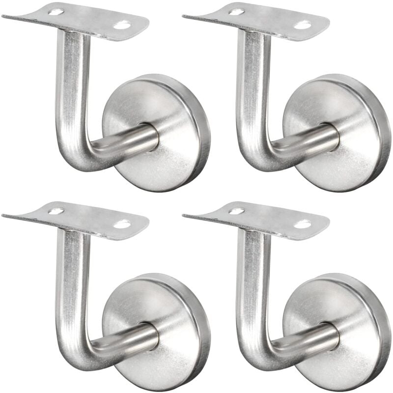 Support Main Courante Inox 304 pour Rampe Escalier Support Mural Rampe Bois Argent (4 Pièces)