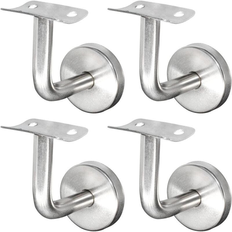 Lablanc - Support Main Courante Inox 304 pour Rampe Escalier Support Mural Rampe Bois Argent (4 Pièces)