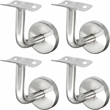 Support Main Courante Inox 304 pour Rampe Escalier Support Mural Rampe Bois Argent (4 Pièces)