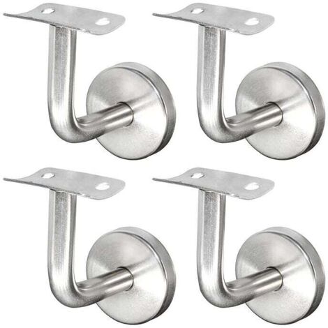 Support Main Courante Inox 304 pour Rampe Escalier Support Mural Rampe Bois Argent (4 Pièces)