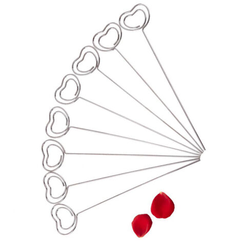 Support métal argenté pour photos et notes (50 pièces) - Formes cœur, star, rond