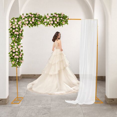Support métallique pour mariage 2,4 × 2,4 m Support pour arche de mariage Support carré doré pour fond Décoration de fond pour mariage Support pour fleurs et ballons