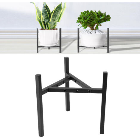 Support Métallique pour Pot Mid-Century Noir Poids 200lbs Grande Capacité Hauteur Variable Pour Toutes Plantes Salon Balcon Terrasse