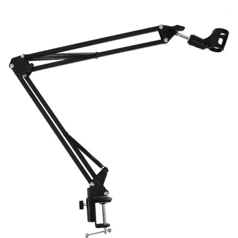 Support Microphone à Bras Articulé en Aluminium Noir pour Enregistrement Studio