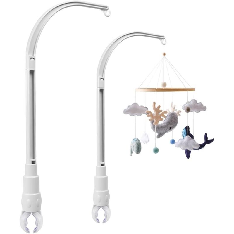 Support Mobile pour Lit Bébé La Partie Griffe Peut être Ajustée en Largeur Amovible et Inclinable Adapté aux Lits d'enfants, Suspension Carillons