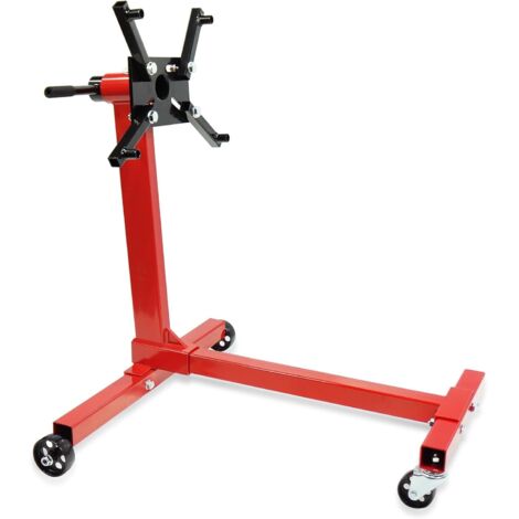 Support moteur rotatif  Capacité 750 livres (340 kg) avec tête rotative à 360°  Support moteur réglable avec bras et roulettes  Chariot de déplacement pour véhicules et camions