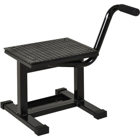 Support Moto en Acier max 150kg avec Surface Caoutchouc et Manivelle, 48x34x43 cm, Noir