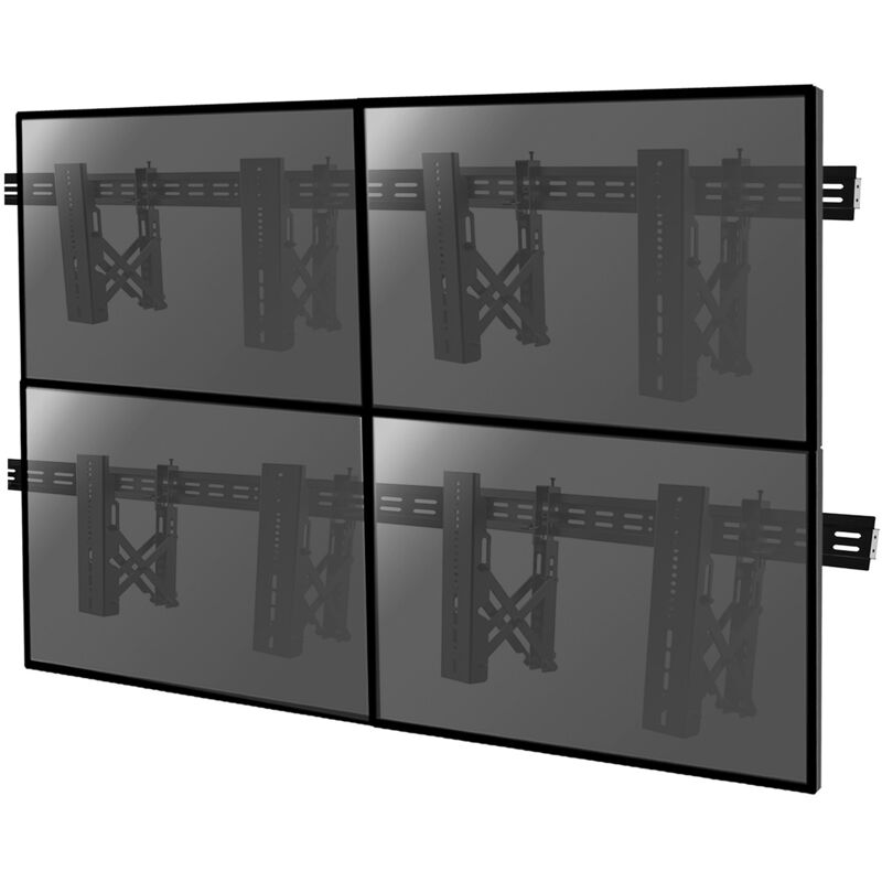 Kimex - Support mur d'images 4 écrans tv 49''-65'' Push Pull - Noir