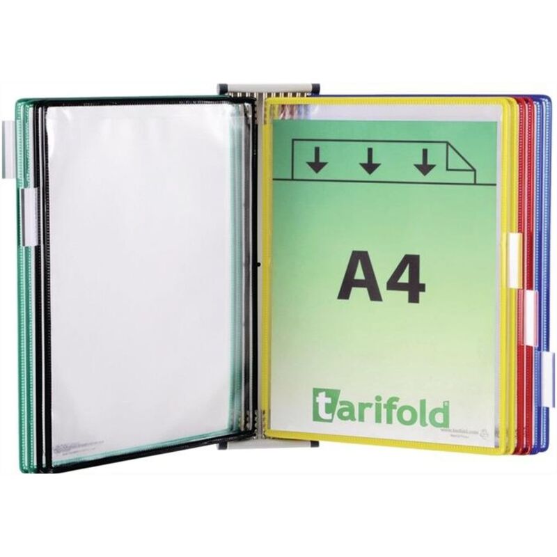 Support mural 5 pochettes transparentes couleurs assorties - 416169 - Tarifold