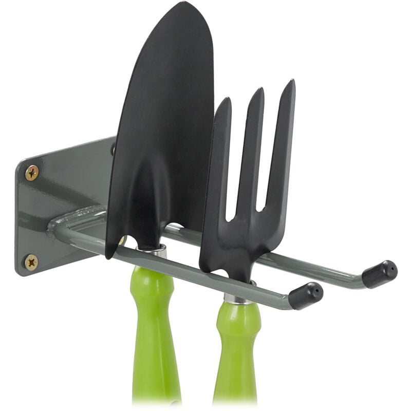 Relaxdays - Support mural, lot de 2, 24 cm de long, double crochet pour mur, porte-outils garage, atelier & cave, acier, anthracite