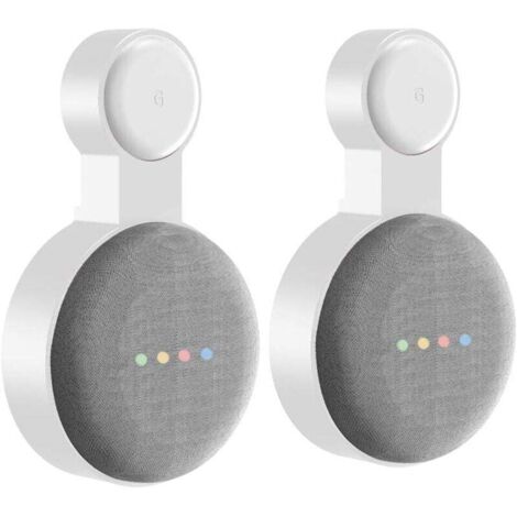 Support mural à 2 prises pour enceinte Google NestMini, assistant vocal domestique, cache-câbles, blanc