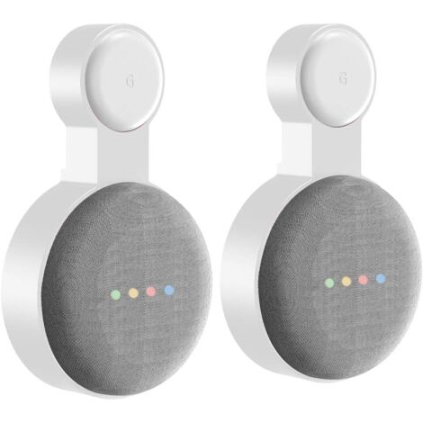 Support mural à 2 prises pour enceinte Google NestMini, assistant vocal domestique, cache-câbles, blanc