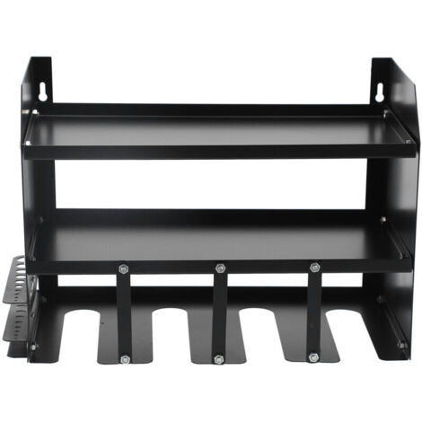 Support mural à 3 niveaux pour outils électriques, rangement pour 4 outils électriques, pour garage, atelier, 43 x 30 x 23 cm (noir)