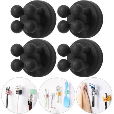 Support mural adhésif en silicone pour brosse à dents, 4 crochets de salle de bain pour douche et cuisine