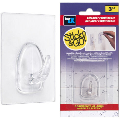 Support Mural Adhesif Reutilisable 60x47mm Transparent (BLISTER) Inofix