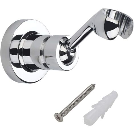 Support mural de douche en cuivre chromé pour douchette et flexible de douche standard - Réglable à 360°