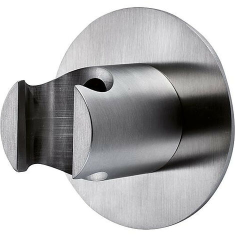 Support mural de douche INOX avec rosace ronde diam. 60mm inox poli
