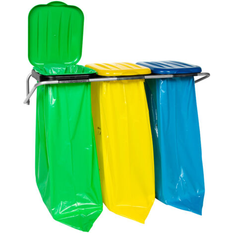 Support mural de tri des déchets, 3 couleurs - sacs de 120 L