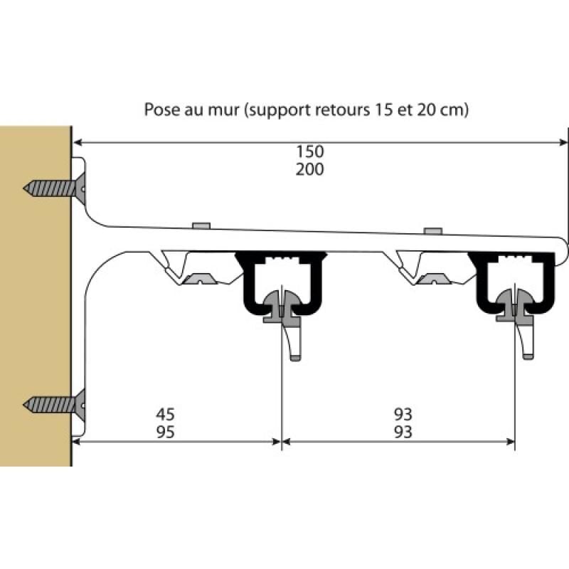 Boulet - Support mural double pour tringle Klick System