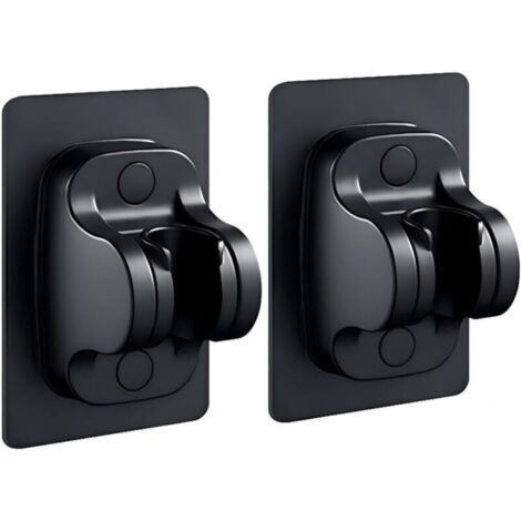 Support mural douchette sans perçage - Angle réglable - ABS Noir - Kit 2 pièces