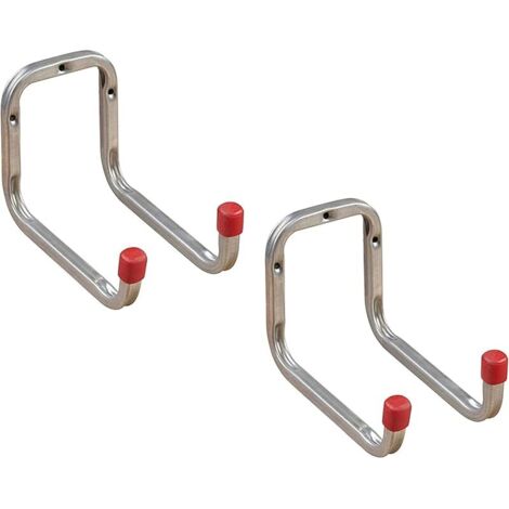 Support mural en acier galvanisé  Duo  Lot de 2 supports pour appareils à visser  Double crochet mural : 173 mm  Crochet polyvalent en métal  Crochet à visser Garage  Support pour