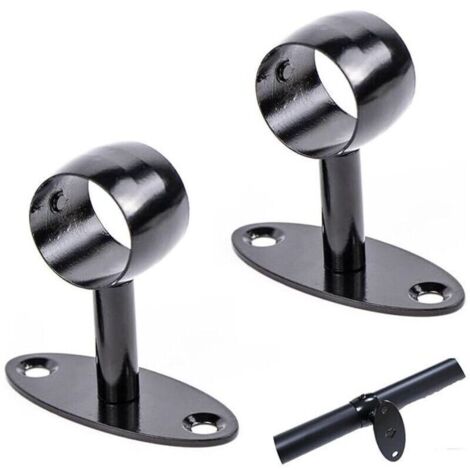 Support mural en acier inoxydable pour main courante Ø 33 mm – 2 pièces – noir – convient escaliers, couloirs, salles de bain, intérieur/extérieur