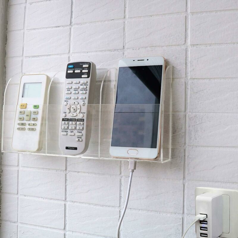 Support Mural en Acrylique pour Téléphone Portable avec Télécommande - 3 Compartiments