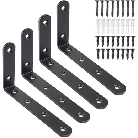 Support mural en L pour étagères, lot de 4, idéal pour décorer étagères, meubles de cuisine, chambres et armoires. Dime-AquaForge