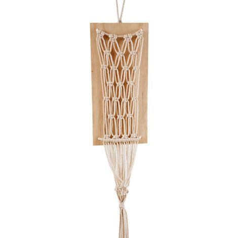 Support mural en macramé pour fleurs séchées avec planche en bois, style bohème, tissé à la main, pour la décoration intérieure et extérieure.