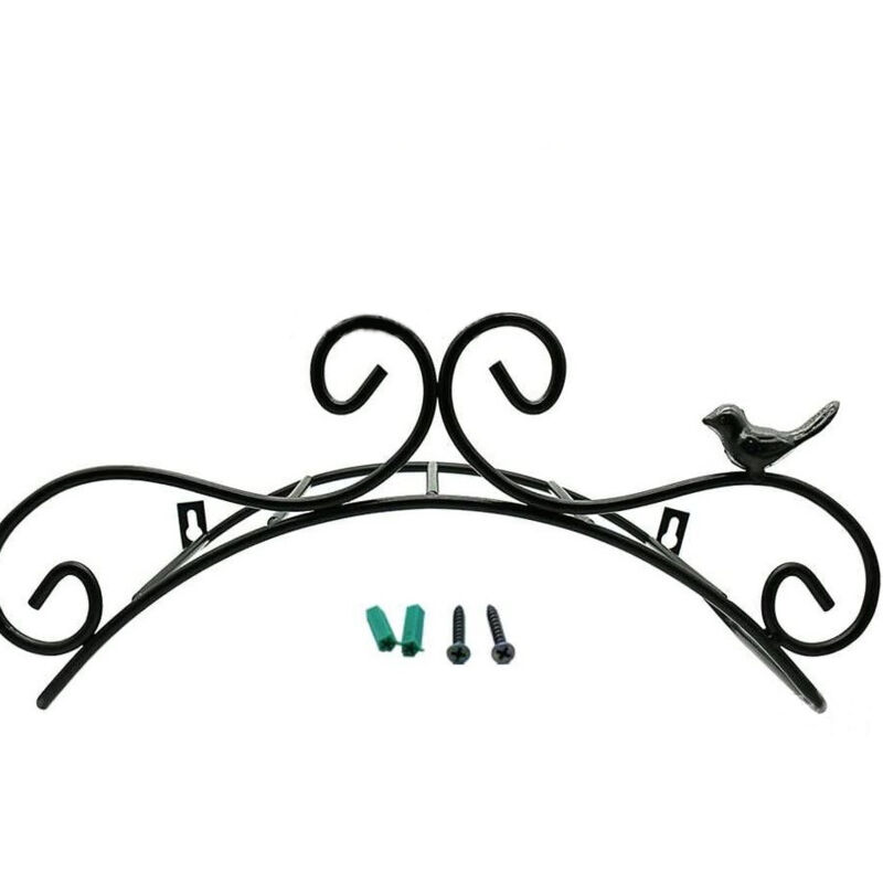 Support Mural en Métal pour Tuyau d'Arrosage - Motif d'Oiseau Antique en Fonte, Noir 38,1 x 15,2 cm