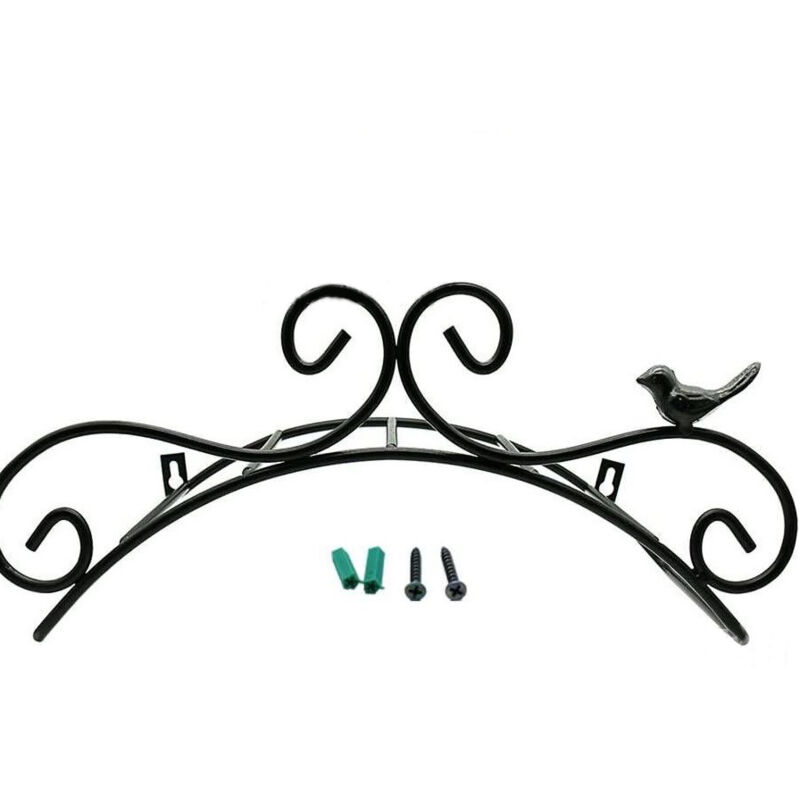 Support Mural en Métal pour Tuyau d'Arrosage - Motif d'Oiseau Antique en Fonte, Noir 38,1 x 15,2 cm