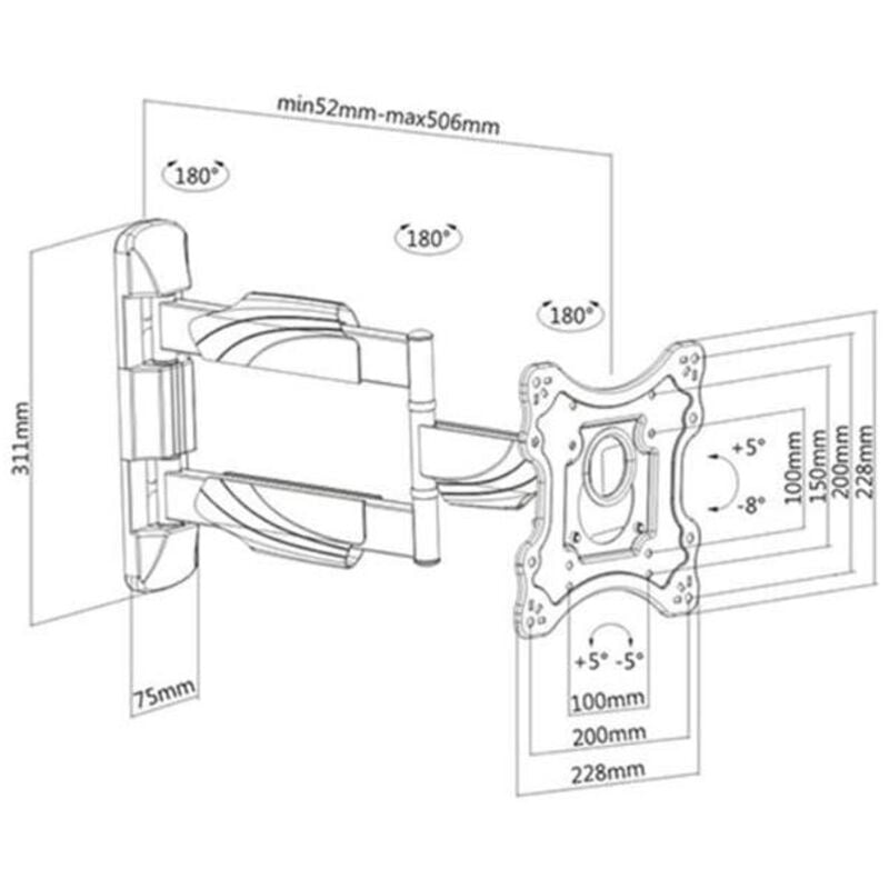 Mb Geroa - Support tv mural 3 articulations Mbg H2342-3A