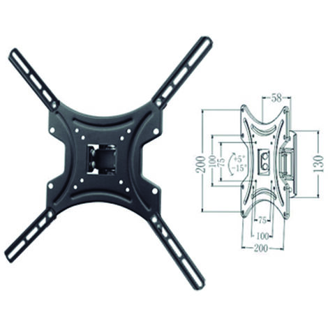 Support mural inclinable phoenix pour tv - moniteur rotation 60° jusqu'à 55in. inclinaison 15° vesa 400x400 jusqu'à 25kg noir