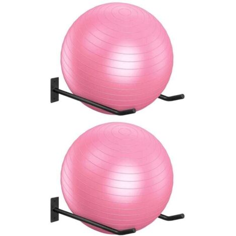Support Mural Métal pour Ballon de Fitness et Yoga – Lot de 2, Noir, Stable pour Maison ou Studio Ortviai