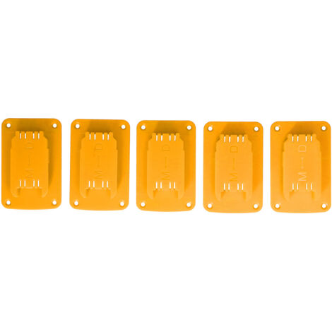 Support mural Milwaukee 5 outils avec porte-batteries, rangement d'atelier jaune.