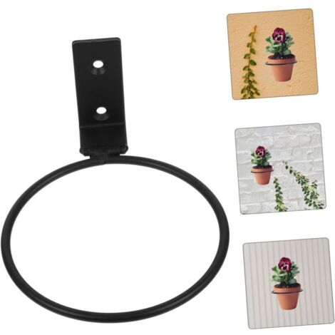 Support mural pliable pour pots de fleurs en fer, diamètre 20 cm, noir, adapté au jardin, au balcon, 1 pièce