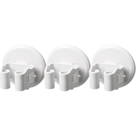 Support mural pour balai à franges avec pince, lot de 3, blanc