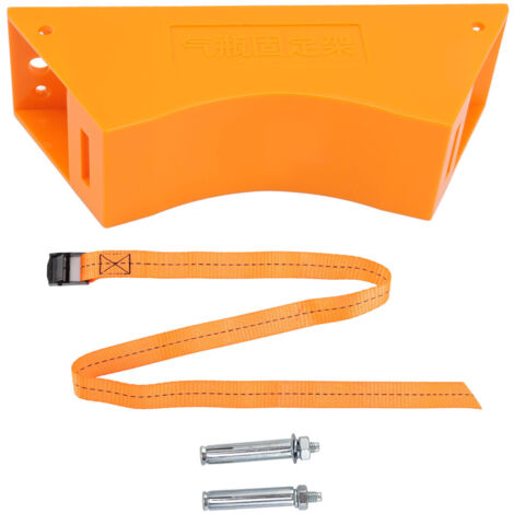 Support mural pour bouteille de gaz en plastique avec fixation à vis et sangle de sécurité orange