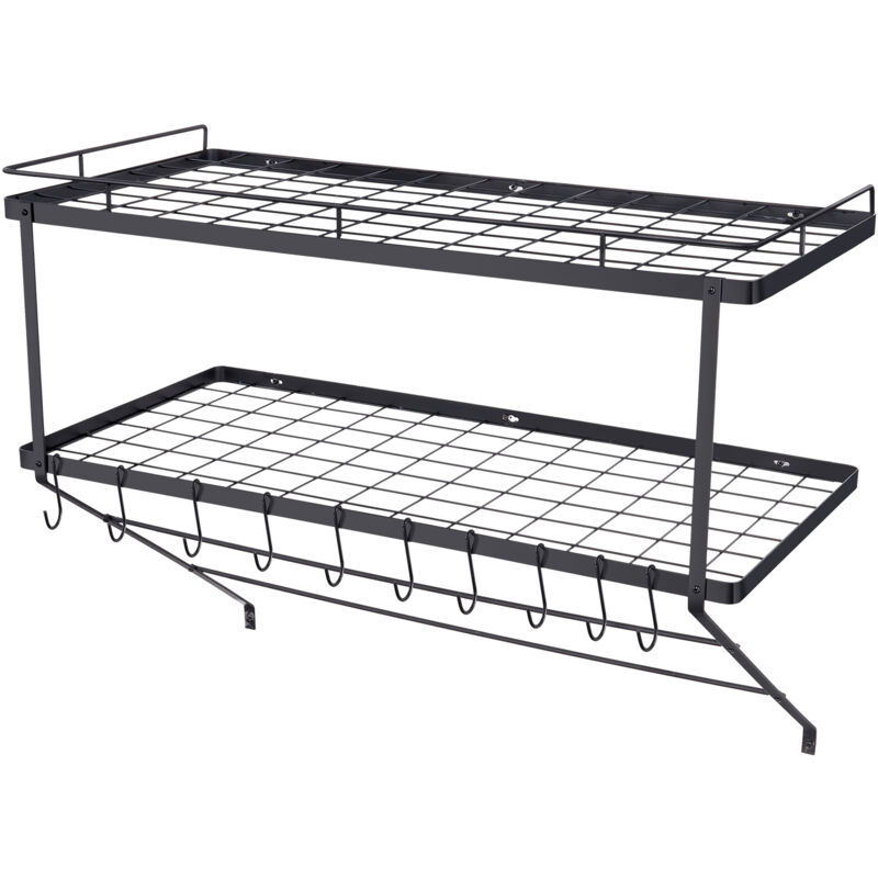 Support mural pour casseroles Mophorn de 30 pouces, organisateur de casseroles et poêles suspendu, 12 crochets en s, capacité de charge de 55 lb,