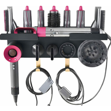 Support mural pour Dyson Airwrap Styler, pour sèche-cheveux Dyson Supersonic, organisateur 2 en 1, étagère de rangement pour fer à friser, barils, brosses, diffuseurs pour la maison, la chambre, la sa