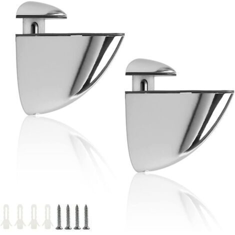 Support mural pour étagère en verre, 2 pinces à verre réglables avec 4 vis, fixation lisse et stable, compatible avec du verre jusqu'à 8 mm d'épaisseur - AquaForge