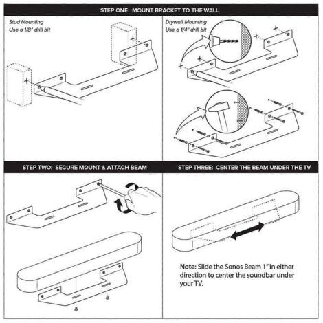 Support mural pour haut-parleur compatible avec les barres de son Beam Gen1 et Gen2