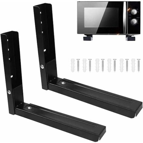 Support mural pour micro-ondes, 2 pièces, support universel pour micro-ondes, 6 vis incluses (noir)