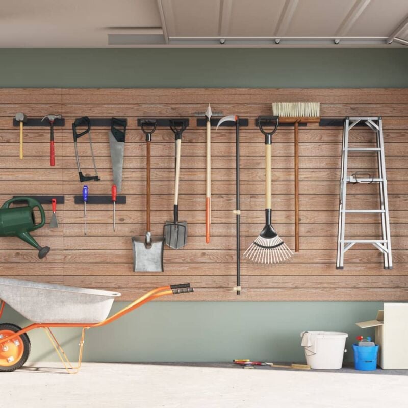 Vidaxl - Supports muraux pour outils de jardin 8 pcs noir acier