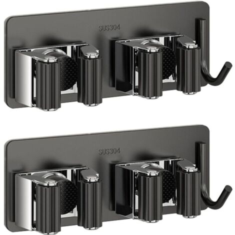 Support mural pour outils de jardin, 3 en 1, en acier inoxydable, autocollant, pour cuisine, maison, salle de bain, garage et jardin, lot de 2