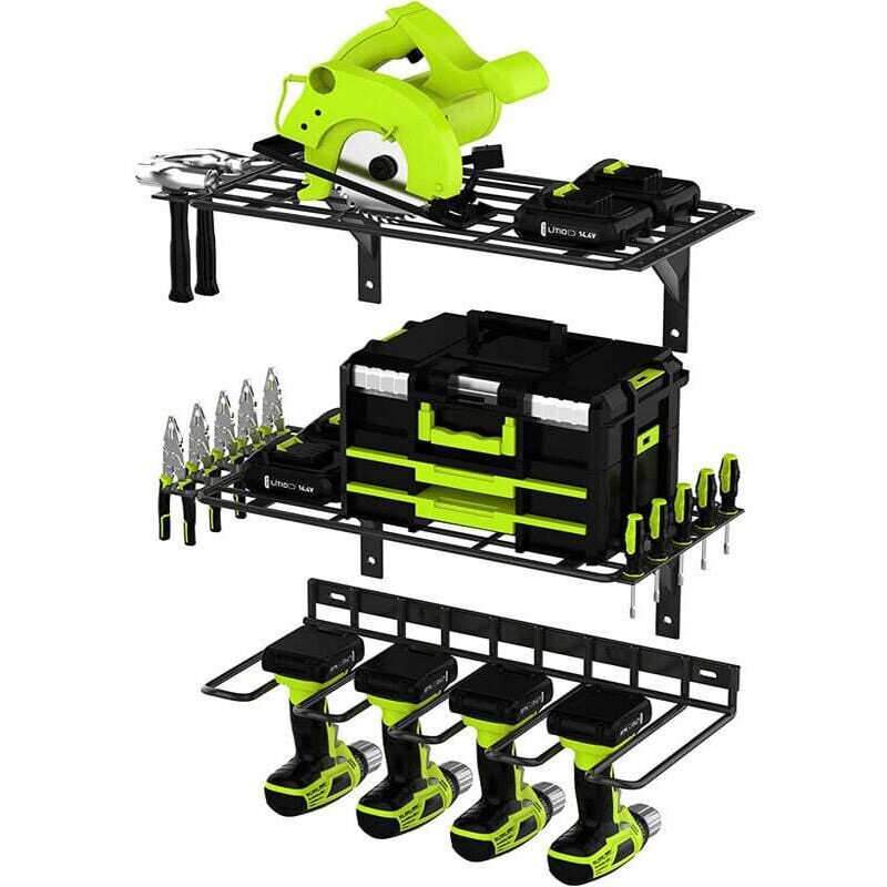 Support mural pour outils électriques - Design réglable - Support mural pour perceuse de garage - Étagère de garage pour garage - Organiseur d'outils