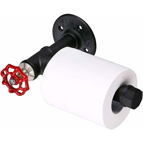 FORTUNEVILLE Support mural pour papier de toilette - Style vintage et industriel - Accessoire de salle de bain，Porte-Rouleau de Papier Toilette Vintage Design Industriel Rétro Métal Tube Support Mural Support Papi