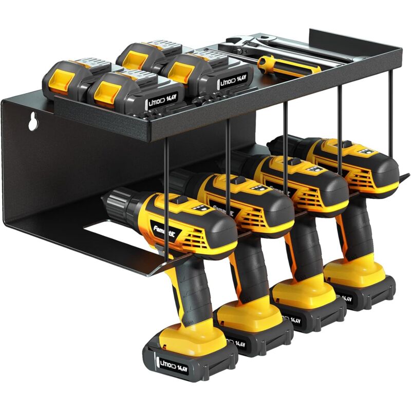 Lai Fion - Support mural pour rangement d'outils - Étagère de rangement pour perceuse électrique avec batterie, support pour perceuse à percussion