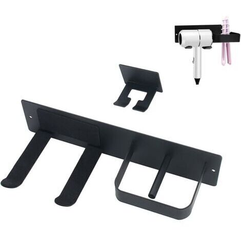 Support mural pour sèche-cheveux et lisseur avec rangement pour câbles, fers à friser, porte-outils de salle de bain