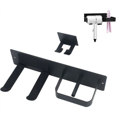 Support mural pour sèche-cheveux et lisseur avec rangement pour câbles, fers à friser, porte-outils de salle de bain